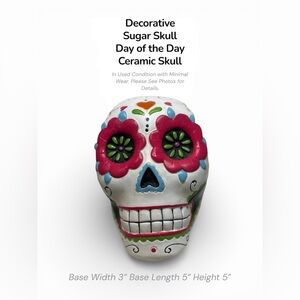 Ceramic Day of the Dead Sugar Skull Decor – Pink & Purple